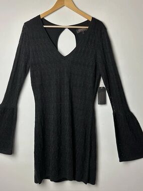 Shyanne Black Knit Long-Sleeve Keyhole Tunic
